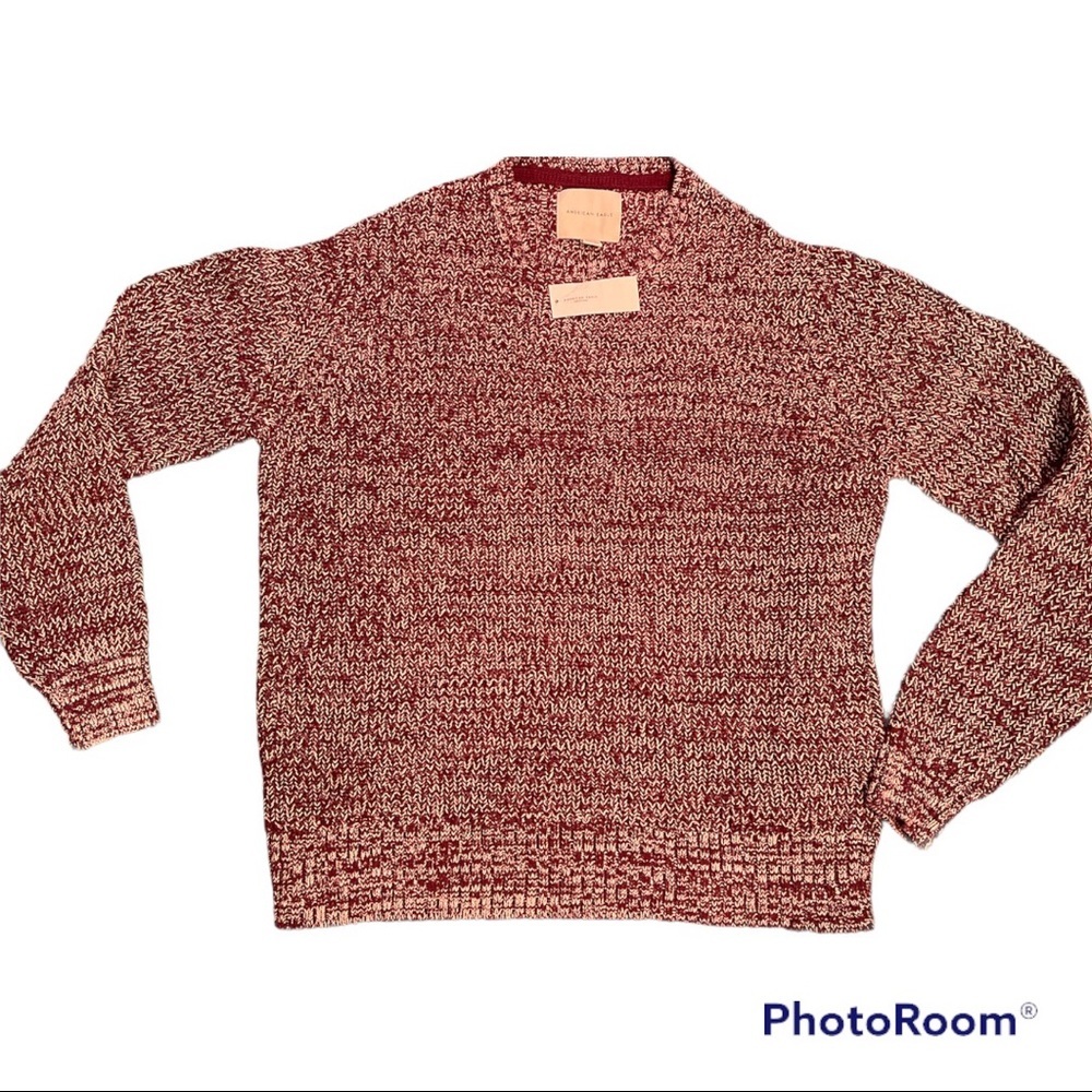 Men’s  American Eagle Crewneck Chunky Knit Sweater Red